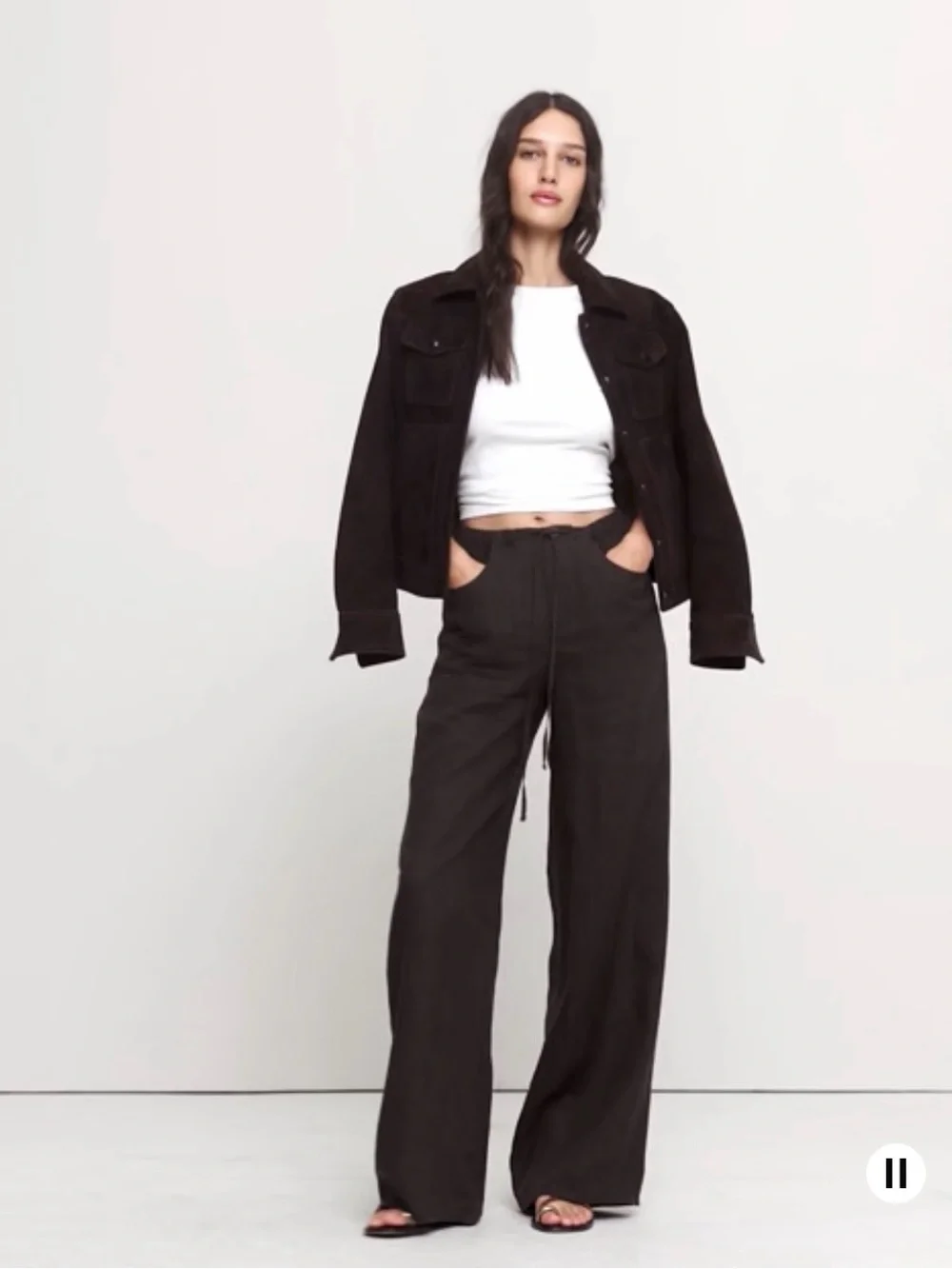 NWT Banana Republic Studio Wide Leg Linen Brownstone Pant Sz S  (#875181)